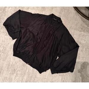 Vintage Christian Dior Men's Black 100% Silk Bomber Jacket Size M